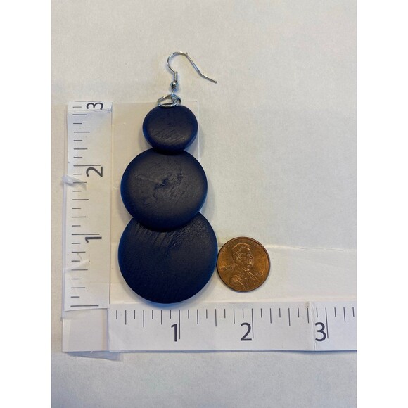 Earrings Navy Blue Dangle Teardrop
Wooden Boho Modern Round Hippie statement NEW - Picture 3 of 4